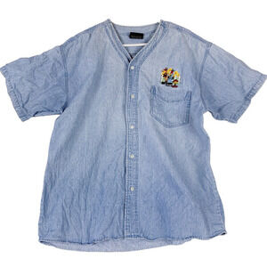 VINTAGE Garment Graphics Tweety Donald Duck Looney Tunes Denim Shirt XL